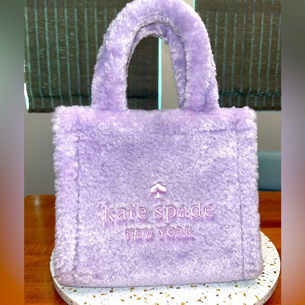Kate Spade Ellie Faux Fur Shearling Lilac Frost Lavender Tote Crossbody